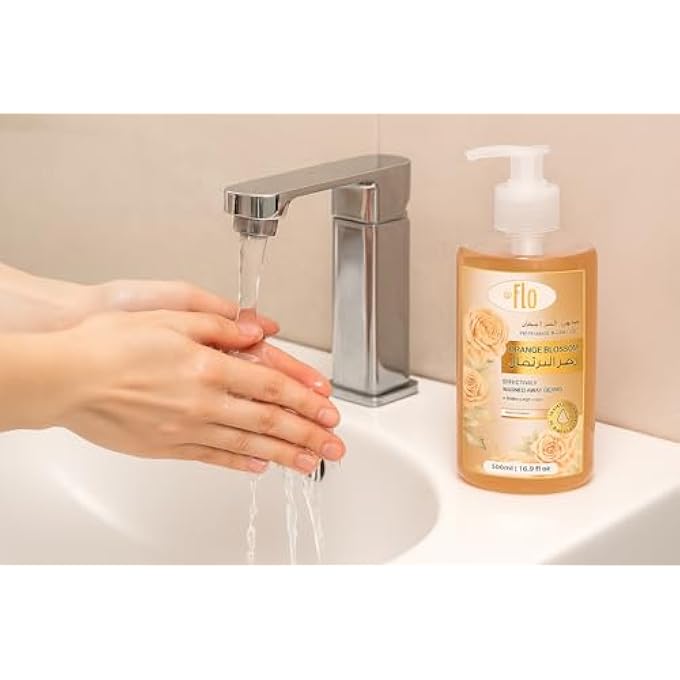 FLO صابون يد معطر بزهرة البرتقال، سائل مضاد للبكتيريا برائحة رقيقة، غني بالجليسرين، 500 مل - Image 4